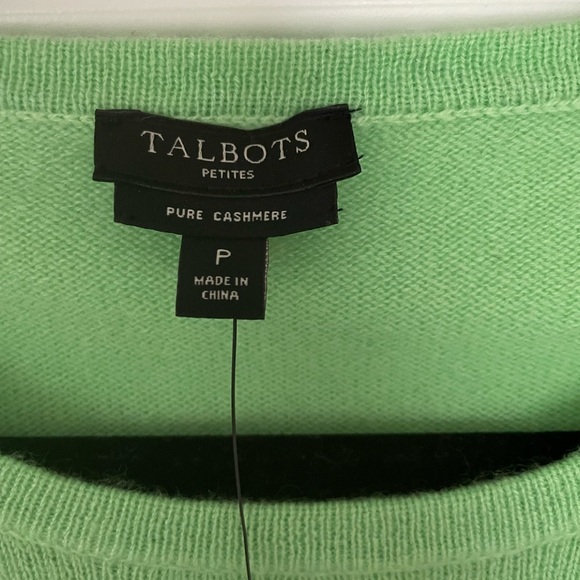Talbots Cashmere Crewneck Sweater, light green, petite - Picture 4 of 7